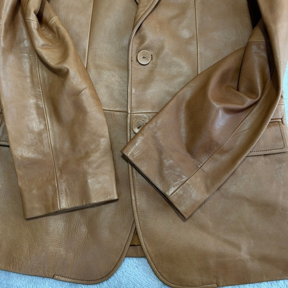 Parfait Leather Italy Blazer Jacket Womens L Tan Sport Coat Western Boho Preppy - Picture 15 of 15